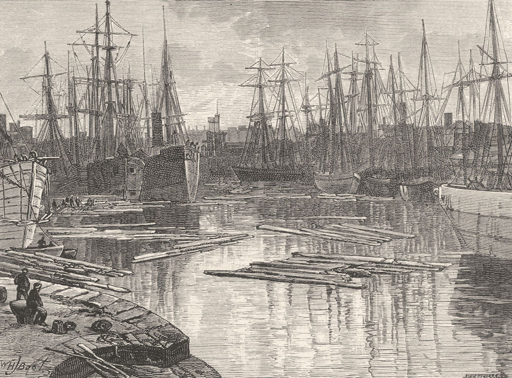 WALES. North Dock, Swansea 1901 old antique vintage print picture